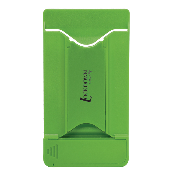 CU8882-C-LOCKDOWN CARD HOLDER WITH STAND AND SCREEN CLEANER-Lime Green (Clearance Minimum 330 Units)